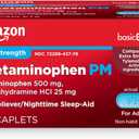 Amazon Basic Care Acetaminophen PM Caplets, Pain Reliever Plus Nighttime Sleep Aid, Extra Strength, Helps Occasional Minor Aches, Pains and Headache Relief, 100 Count, Packaging may vary
