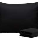 NTBAY Queen Pillow Shams - 2 Pack Brushed Microfiber 20x30 Sham Covers - Super Soft and Cozy, Wrinkle, Fade, Stain Resistant 20x30 Inches Oxford Pillowcases, Black