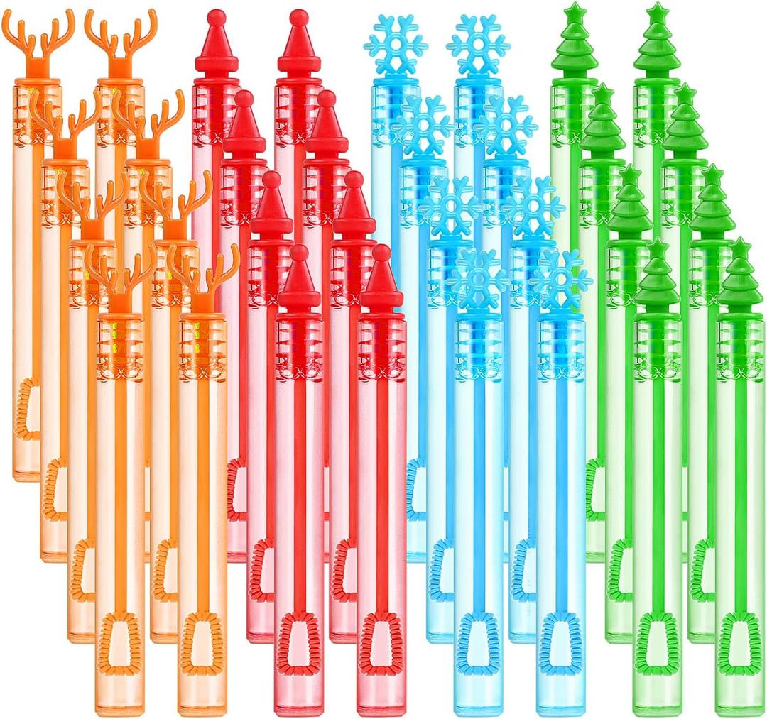 36 Pack Christmas Bubble Wands, Xmas Mini Bubble Wands Party Favors Christmas Goodie Bag Stuffers Christmas Toys Gift for Kids Adults