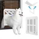 NAMSAN Dog Screen Door, Flap Opening 11.2 x 14.4 inches, Dog Door for Screen Door, Large Pet Door for Sliding Door Magnetic Self-Closing, Screen Door with Doggie Door Built in, Lockable, White