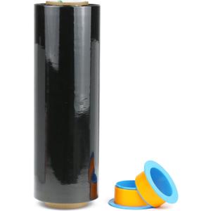 BOMEI PACK 1 Roll 1500ft Industrial Black Stretch Wrap 70 Gauge 15inch with 3inch Handles, Shrink Wrap Roll for Pallet Wrap, Durable Self-Adhering Packing, Moving, Heavy Duty
