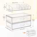 Clear Stackable Makeup Organizer with Drawer, 12''W Acrylic Storage Drawers, Cosmetic Display Case for Vanity Bathroom Countertop, Beauty Holder for Lipstick Brush Skincare Perfume (5 Pack)
