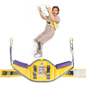 Padded Sit-to-Stand Lift Sling with Back Support Standing Assist Transfer Sling for Elderly & Disabled Adults, Non-Slip Waist Belt, Reinforced Handles, 500 lb Capacity (Yellow, Medium)