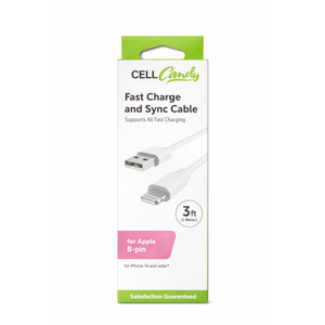 Cell Candy Fast Charge and Sync Cable,  3 Ft