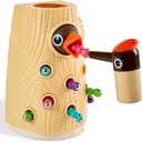 TOP BRIGHT Montessori Toys for 2 Year Old Girl and Boy, Fine Motor Skills Toddler Toys Age 2-4, Woodpecker Worm Toy Magnetic Bird Feeding Game