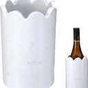 CroBlissful Scalloped Marble Wine Chiller 750ml Wine Bottle Chiller Bucket White Champagne Cooler Tabletop Keep Champagne Cold Marble Utensil Holder for Kitchen Dinner Bar Counter Decor Party Gifts