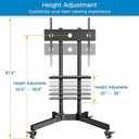 PERLESMITH Rolling TV Stand with Lockable Wheels for 32-86 Inch TVs Holds up to 132 Lbs, Height Adjustable Mobile TV Stand on Wheels with Laptop Shelf, Rolling Tv Cart Max VESA 600x400mm PSTVMC01