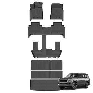 AZYT Floor Mats & Cargo Liner for Nissan Armada/Infiniti QX80 2025 2026 7 Seats with Backrest Mat, All Weather Automotive TPE Floor Liners Set Anti-Slip Waterproof Accessories Black