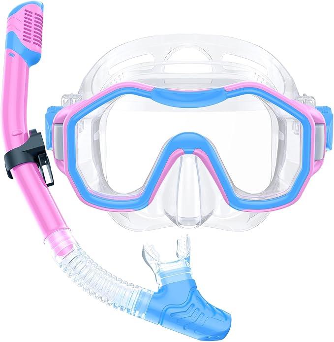 Snorkeling Gear for Adults, Dry-Top Snorkel Set, 180°Panoramic Wide View Diving Mask Breathing Freely Snorkel Mask for Snorkeling Scuba Diving Swimming Travel