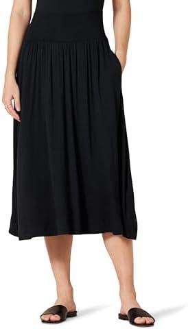 Amazon Essentials Women's Jersey Pull On Midi Length Skirt (Small, Black)
