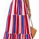 Yousify Womens Summer Maxi Dress 2026 Striped Casual Patchwork A Line Smocked Long Dress Boho Flowy Swing Beach Sundress, 2XL