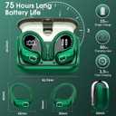Wireless Earbuds 75hrs Bluetooth 5.4 Headphone Sport, 2026 Bluetooth Earbuds Stereo Deep Bass Over Ear Bud with Earhooks, ENC Noise Cancelling Mic, IPX7 Waterproof Earphone for Gym/Workout, Dark Green