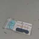 BTArtbox Press On Nails Short - Dotted Overalls, Easy-to-Apply Polka Dot Pastel Blue Almond Press On Nails with Glue and Adhesive Tabs in 16 Sizes - 32 Nails All-in-One Kit