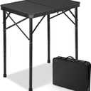 E EASTSTORM Small Metal Folding Table 3 Adjustable Heights, 23.6''15.7''27'' Heavy-Duty Portable Picnic Table for Outdoor Camping, Garden, Patio, Grill, BBQ, Party, 2Ft (Small, Black)