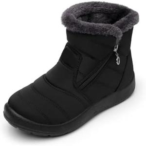 Cheval Winter Snow Zip Up Boots for Women, Fur Lined Warm Ankle Booties, Outdoor Anti-slip Waterproof Comfortable Short Boot, Botas De Invierno Para Mujert Size 41
