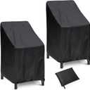 Outdoor Chair Covers, 2 Pack, 25"W x 25"D x 47"H, Waterproof, Black, Polyester Blend, Fits 4-6 Stackable Dining Chairs
