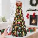MARTINE MALL 6FT Whimsical Pop Up Christmas Tree with 8 Mode 180 Warm Lights, Collapsible Foldable Christmas Tree Pull Up Fully Decorated Xmas Trees with 117PCS Christmas Ornaments for Indoor Outdoor (Green)