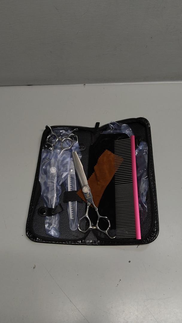 Dog Grooming Scissors Kit with Safety Round Tips, GLADOG Professional 5 in 1 Grooming Scissors for Dogs