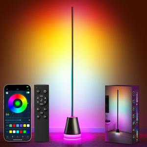 Keepsmile Smart RGB LED Corner Floor Lamp,172 LEDs Bright Standing Lamps for Living Room with APP and Remote,Modern Floor Lamp with Music Sync and 16 Million Colors, Ambient Lighting for Bedroom (Black)