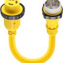 Kanayu Marine Shore Power Adapter Cable Compatible with Nema SS2-50p to L5-30r, Marine 50 Amp 125/ 250v Male to L5-30 125 Volt 30 Amp Shore Power Female Converter, Lock Adapter, 1.8ft (Yellow)