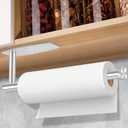 Paper Towel Holder, Self Adhesive or Drilling Paper Towel Holder Under Cabinet for Kitchen, Bathroom, Sink, Pantry, Fridge, Stainless Steel Paper Towel Roll Rack (Silver)
