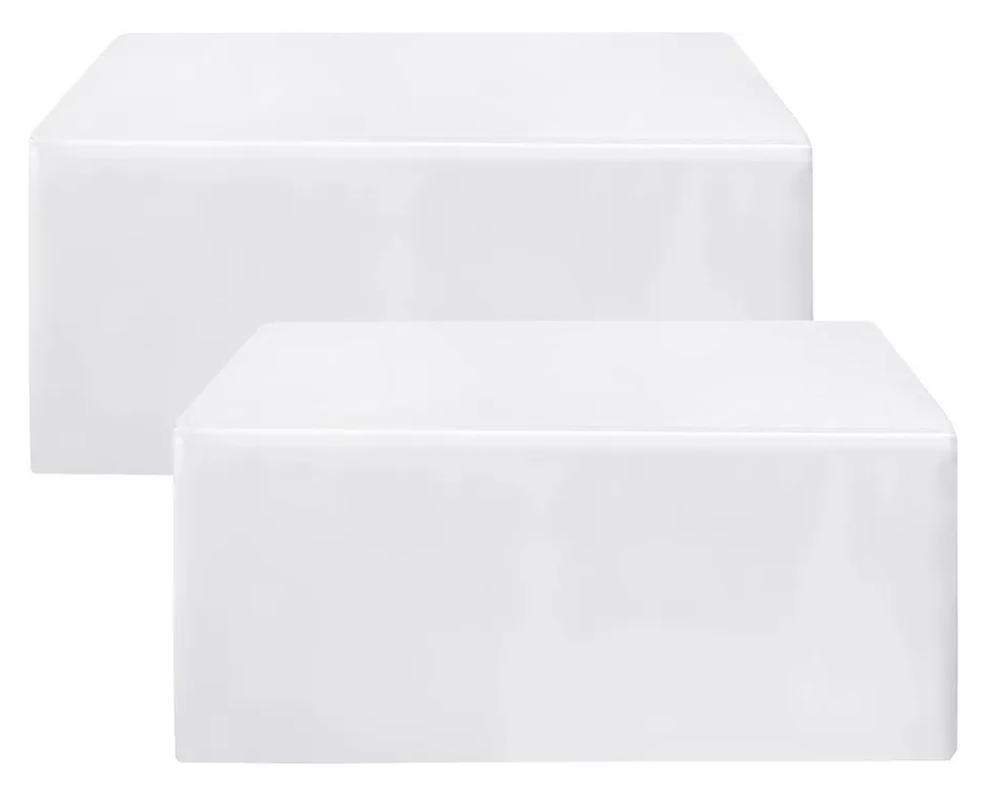 Fitted White Tableclothes - 2 Pack Rectangle Table Covers for 6 Foot Tables, Polyester Fabric Tablecloths for Christmas, Parties, Wedding, Trade Show