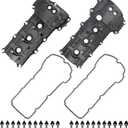 MITZONE Valve Cover Set Compatible with Ford Edge Explorer F-150 Flex Mustang Taurus Transit 150 250 350 Lincoln Continental MKS MKT MKZ MKX 3.5L 3.7L 2011-2020 Non-Turbocharged (Right+Left)