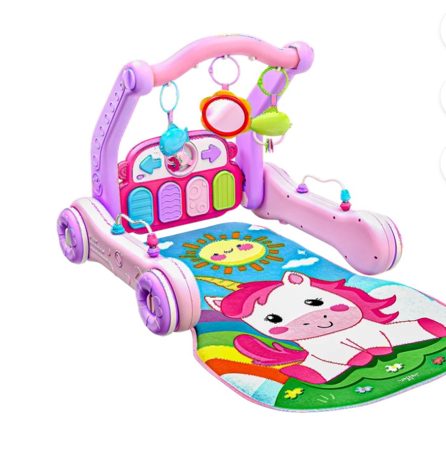Move2Play, 4-in-1 Baby Play Mat & Activity Center Gym | Walker | Infant Toy for Tummy Time | Birthday Gift for 3, 4, 5, 6, 7, 8, 9, 10, 12 + Month Old Boys & Girls (Pink)