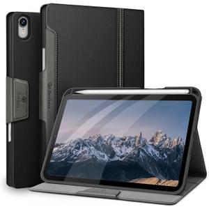 Antbox Case for iPad mini 7 A17 Pro, iPad mini 7th/6th Generation Case (2024/2021) with Pencil Holder Vegan Leather Smart Cover with Auto Sleep/Wake Stand Function (Black)