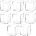 8 PCS Clear Square Vases, 4.7 in Acrylic Flower Vases, Plastic Cube Centerpiece Containers, Bulk Planters for Wedding Table Decor, Home Office Floral Display, Succulent Pot Use