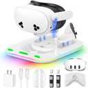 20W Fast Magnetic Charging Dock for Meta Quest 3/3S & Oculus Quest 3S/3, YUANHOT RGB Station with 2 Rechargeable Batteries & Headset Controller Stand