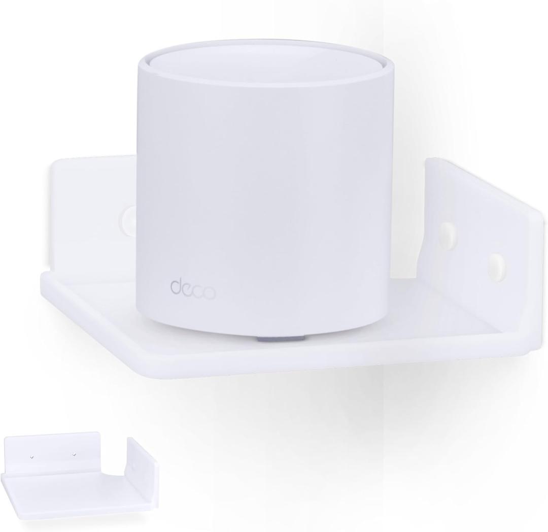 BRAINWAVZ 6.5" Corner Shelf Mount for Speakers, Cameras, Baby Monitors, Plants, Books Electronics, Collectibles & More, Adhesive & Screw in Floating Shelves (White)