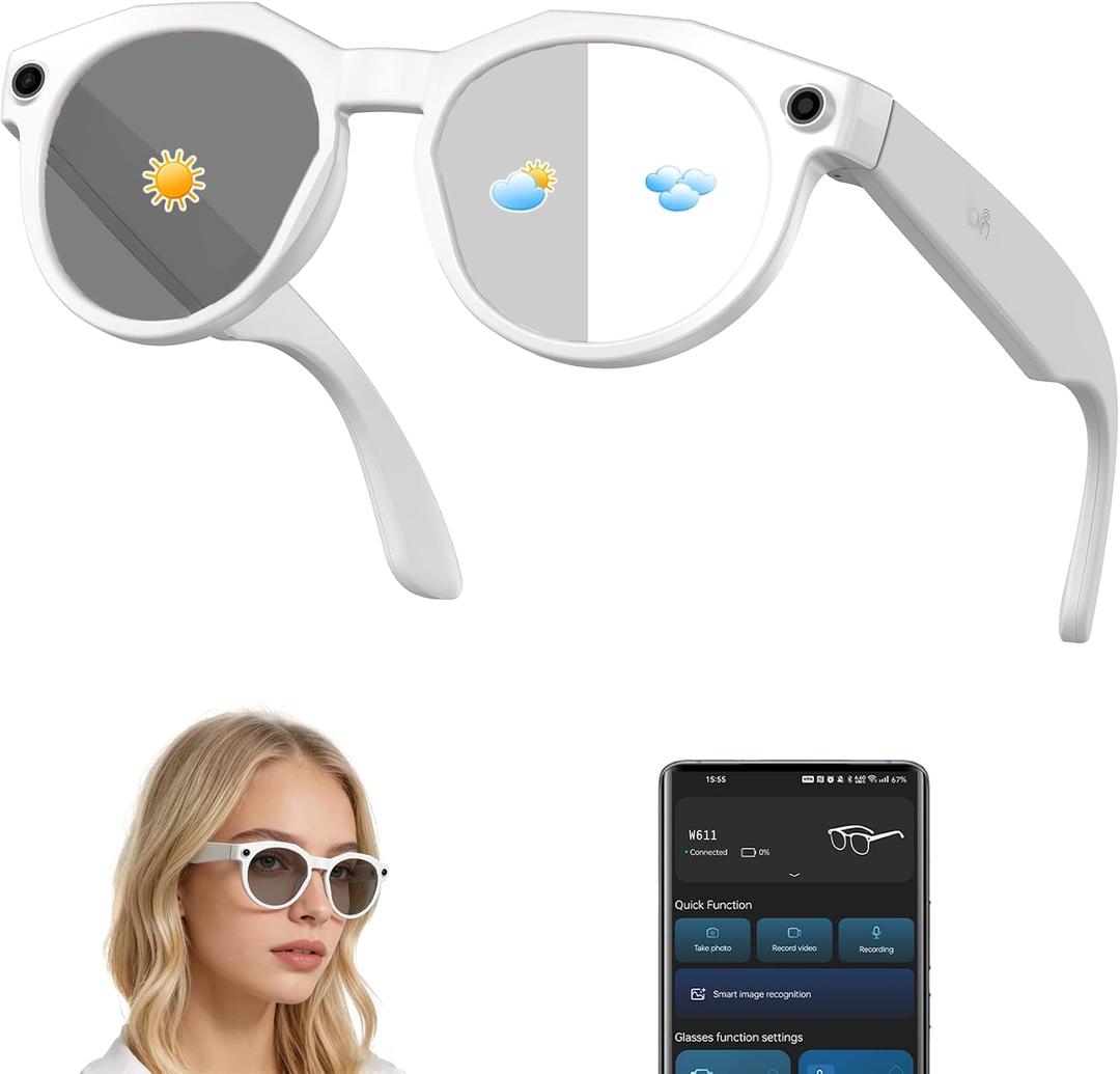 AI Smart Glasses with Camera 4K, Video Recording.Bluetooth for Men & Women -Hands-Free Recording Glasses with Audio, Al-Powered Wearable Tech