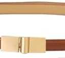 LXOrdora PU Leather Belts for Women Skinny Thin Waist Belt with Gold Buckle for Dresses, Size: Fit Waist Size up to 37in