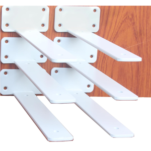 6 Pack  14 inch White Hidden L Shelf Bracket (1/5 Inch Thicked) Iron Floating Shelf Brackets Rustic Industrial Metal Brackets for Shelf Support
