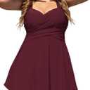 COCOPEAR Women's Elegant Crossover One Piece Swimdress Floral Skirted Swimsuit (XL)
