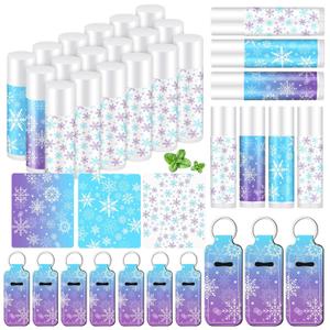 36 Pcs Winter Snowflake Party Favors Wonderland Lip Balm and Lipstick Holder Keychain Bulk January Birthday Gifts for Coworkers Employee Women Guest Bridal Shower Party Supplies