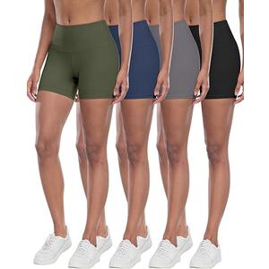 CHRLEISURE High Waisted Spandex Biker Shorts, Workout Booty Soft Yoga Shorts for Women (5" Black, DGray, Navy, Green, L)