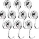 MAGXCENE Swivel Swing Magnetic Hooks, Strong Neodymium Magnetic Hooks Heavy Duty for Hanging, Rare Earth Magnet Hanger for Grill Locker Classroom Cruise Kitchen Indoor Outdoor, 10 Pack (Silver)