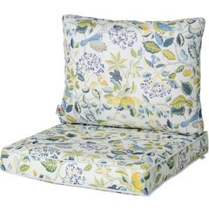 Outdoor Seat/Back Deep Chair Cushion Set for Patio Furniture - Lounge Chair Cushions with Zipper - Water-Resistant Patio Chair Cushions 22x22