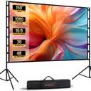 STWUI Projector Screen with Stand - 150 Inch Portable Projector Screens Outdoor Indoor Projector Screen 16:9 4K HD Outdoor Movie Screen with Carry Bag,Enjoy Home Theater Projection Screen