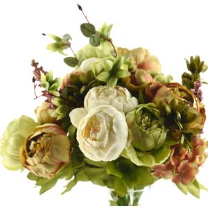 FiveSeasonStuff Vintage Artificial Peonies Silk Peony Flowers and Hydrangeas for Wedding Bridal Home Dcor  Beautiful Floral Centerpiece Arrangement 2 Bouquets (Country Rustic Brown Beige Green Mix)