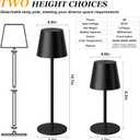 Kakanuo Cordless Table Lamp Rechargeable Black - KK 2 Pack 5000mAH Battery Operated Lamp for Counter, 3 Color Stepless Dimming Wireless Lamp for Dining Kitchen, Outdoor Patio, Touch Control