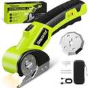 Electric Cardboard Cutter,3000mAh Box Cutter Rechargeable,Cordless Electric Scissors with 2 Blade, 4V Upgrade Motor,Safety Lock & LED Light, Powerful Cutting Tool for Paper Carpet,Green