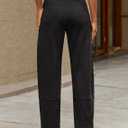 Eddoyee Harem Pants for Women, High Waisted Elastic Cropped Pants Ankle Length with Cargo Seam Layered Design (Black, S)
