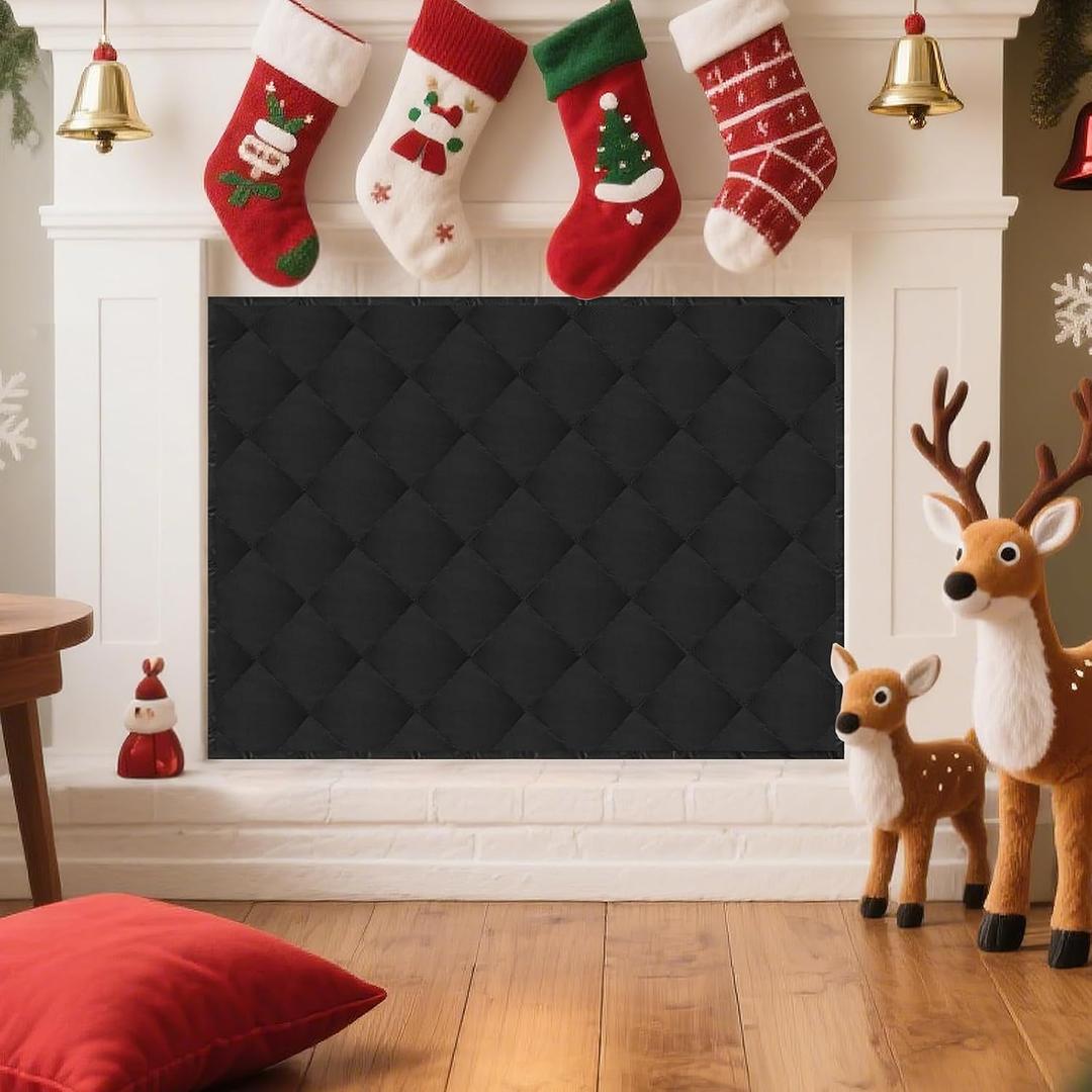 Magnet Fireplace Cover 41" x 29" Fireplace Blocker Blanket with Magnets Indoor Fire Place Draft Stopper Flue Blocker for Living Room Keep Indoor Drafts Out Stops Heat Loss, Black