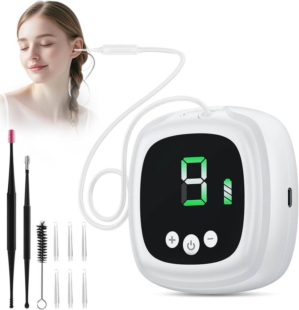 Ear Vacuum Wax Removal Kit, 9 Levels Strong Suction Ear Wax Vacuum Cleaner Electric Ear Wax Remover USB Rechargeable Reusable Ear Suction Device for Adults Children Indoor Outdoor Travel