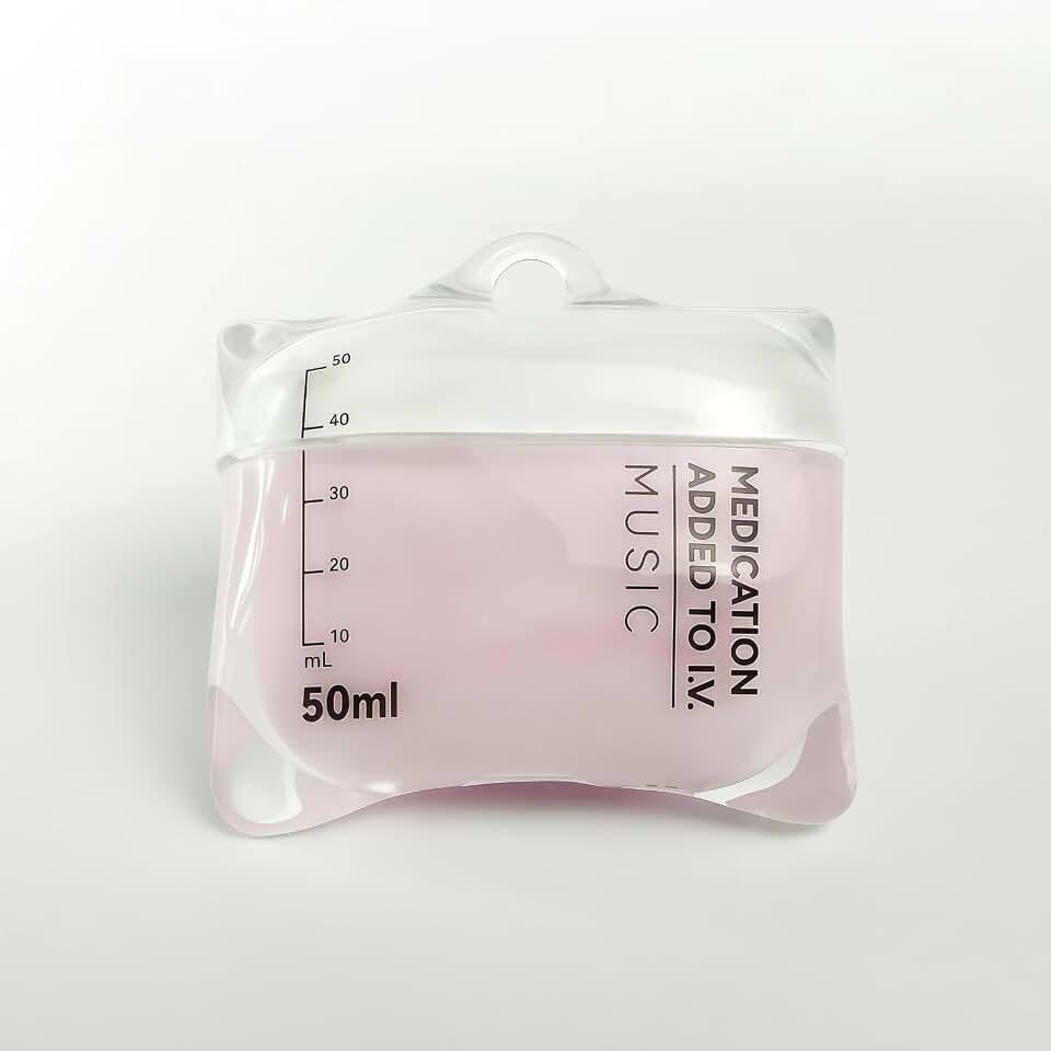 Medical IV Bag Style Protective Case for AirPods Pro 2/Pro 1, Transparent Liquid Silicone, Anti-Fall Design (Pink, Airpods Pro 2/Pro)