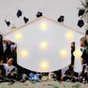 Graduation Cap Decorations Grad Light Up Letters Doctoral Tam Marquee Lights Hat for Master and Doctorate Ceremonies, High School College Bachelor Party, Graduation Decorations(White)