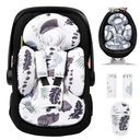 TinlyFinly Newborn Car Seat Insert, Head and Body Support, Reversible Infant Insert Compatible with Baby Carseat, Stroller, Mamaroo Swing, Rocker, Bouncer. Baby Car Seat Cushion - Blue Leaf
